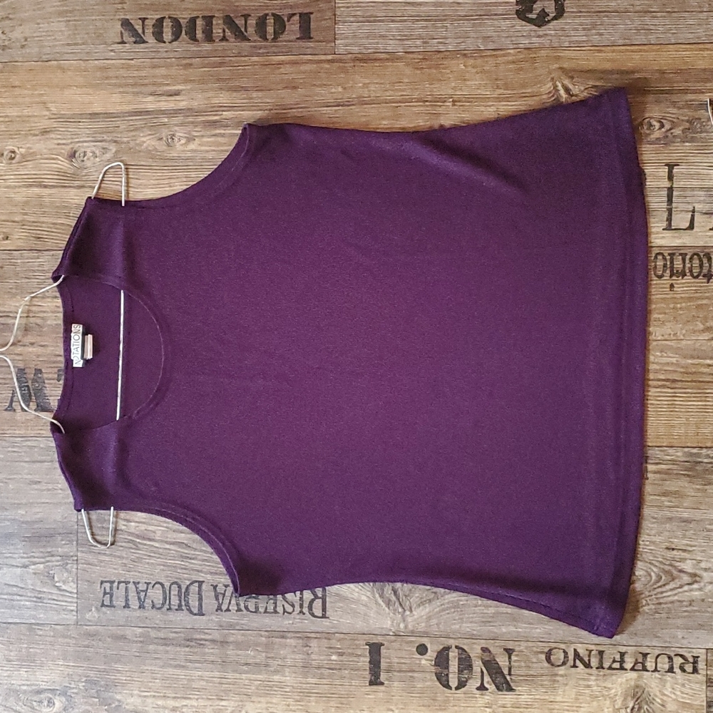 Notations, purple, plum, sleeveless top, size medium